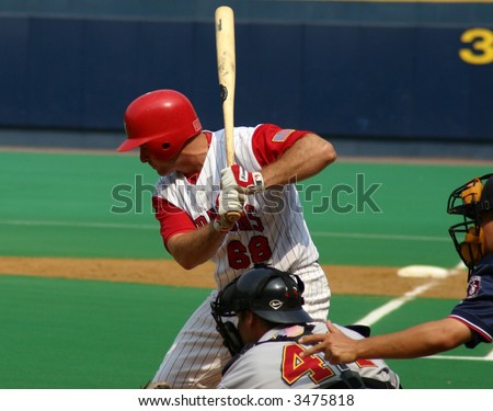 Left-handed  Baseball batter waiting for a pitch