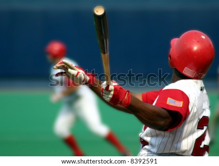 Baseball Batter swinging, close-up