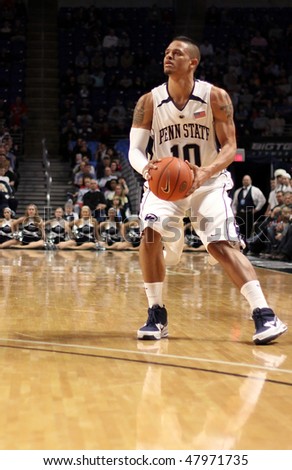 UNIVERSITY PARK, PA - FEBRUARY 24: Penn State\'s Chris Babb #10 lines up his shot in a game against Ohio State at the Byrce Jordan Center February 24, 2010 in University Park, PA