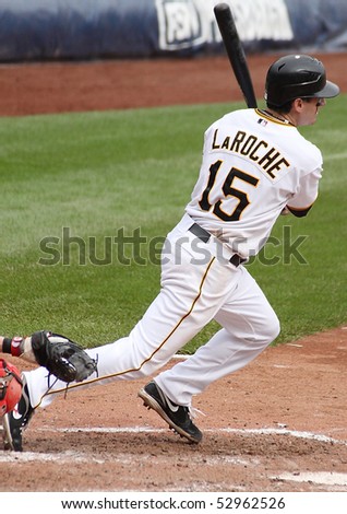 PITTSBURGH - SEPTEMBER 24 : Andy LaRoche of the Pittsburgh Pirates swings at a pitch against Cincinnati Reds on September 24, 2009 in Pittsburgh, PA.
