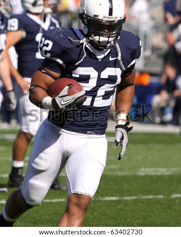 UNIVERSITY PARK, PA - OCT 9: Penn State running back #22 Evan Royster warms up before a game against Illinois at Beaver Stadium October 9, 2010 in University Park, PA