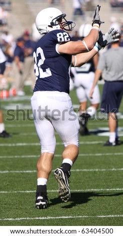 UNIVERSITY PARK, PA - OCT 9: Penn State tight end   #82 Kevin Haplea warms up before a game against Illinois at Beaver Stadium October 9, 2010 in University Park, PA