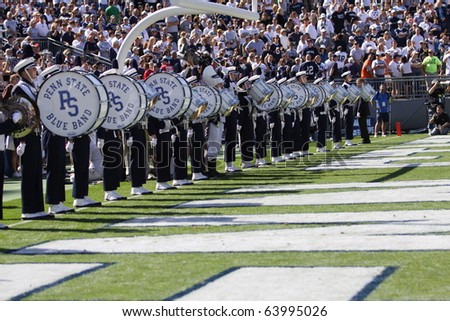 UNIVERSITY PARK, PA - OCT 9: Penn State\'s Blue Band enters the field prior to a game against Illinois at Beaver Stadium October 9, 2010 in University Park, Pa
