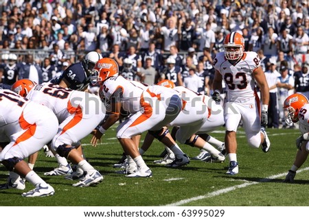 UNIVERSITY PARK, PA - OCT 9: Illinois No. 83 Eddie  Viliunas goes in motion during a game against Penn State at Beaver Stadium October 9, 2010 in University Park, Pa