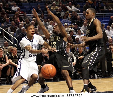 UNIVERSITY PARK, PA - JANUARY 5: Penn State\'s Tim Fraizer looks to pass against Purdue at the Byrce Jordan Center January 5, 2011 in University Park, PA