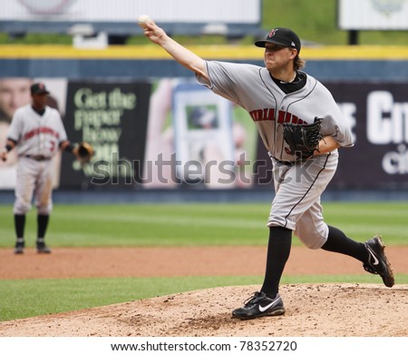 SCRANTON, PA - MAY 24:Indianapolis Indians pitcher Sean Gallagher throws pitch in a game against the Scranton Wilkes Barre Yankees at PNC Field on May 24, 2011 in Scranton, PA.