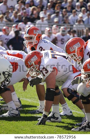 UNIVERSITY PARK, PA - OCT 9: Illinois quarterback No. 2, Nathan Scheelhaase under center during a game against Penn State at Beaver Stadium on October 9, 2010 in University Park, PA