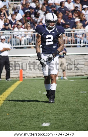 UNIVERSITY PARK, PA - OCT 9: Penn State receiver #2 Chaz Powell waits for the kick-off during a game against Illinois at Beaver Stadium October 9, 2010 in University Park, PA