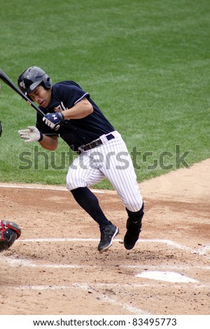 SCRANTON, PA - AUGUST 24: Scranton Wilkes Barre Yankees batter Kevin Russo is brushed back by a pitch during a game against the Rochester Red Wings at PNC Field on August 24, 2011 in Scranton, PA.