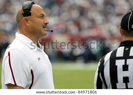 PHILADELPHIA, PA. - SEPTEMBER 17: Temple\'s coach Steve Addazio waits to call a time-out late in the first half against Penn State,September 17, 2011 at Lincoln Financial Field in Philadelphia, PA.