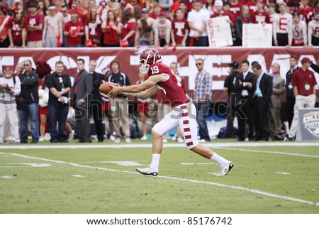 PHILADELPHIA, PA. - SEPTEMBER 17: Temple punter #19 Brandon McManus gets off a punt during a game against Penn State on September 17, 2011 at Lincoln Financial Field in Philadelphia, PA.