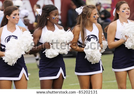 PHILADELPHIA, PA. - SEPTEMBER 17: Unidentified Penn State cheerleaders sheer after a game against Temple on September 17, 2011 at Lincoln Financial Field in Philadelphia, PA.
