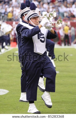 PHILADELPHIA, PA. - SEPTEMBER 17: Penn State\'s Blue Band entertains the crowd  during halftime of a game against Temple on September 17, 2011 at Lincoln Financial Field in Philadelphia, PA.
