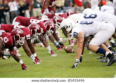 PHILADELPHIA, PA. - SEPTEMBER 17: Temple\'s Adrian Robinson (No. 43) and the rest of the line look to stop Penn State on September 17, 2011 at Lincoln Financial Field in Philadelphia, PA.