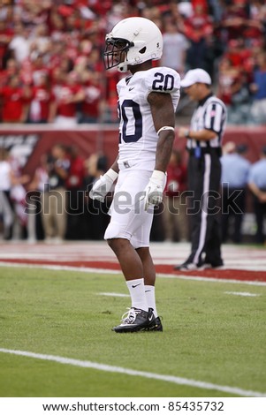 PHILADELPHIA, PA. - SEPTEMBER 17: Penn State Receiver Devon Smith waits for the kick-off during a game against Temple on September 17, 2011 at Lincoln Financial Field in Philadelphia, PA.