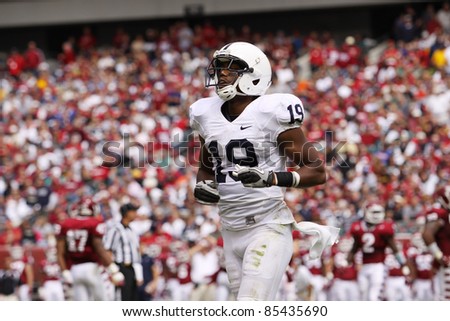 PHILADELPHIA, PA. - SEPTEMBER 17: Penn State Receiver Justin Brown runs off the field during a game against Temple on September 17, 2011 at Lincoln Financial Field in Philadelphia, PA.