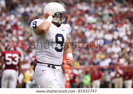 PHILADELPHIA, PA. - SEPTEMBER 17: Penn State\'s Michale Zordich walks off the field during a game against Temple on September 17, 2011 at Lincoln Financial Field in Philadelphia, PA.