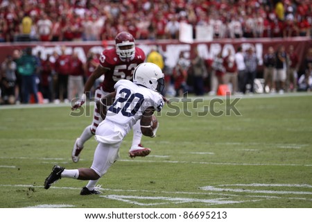 PHILADELPHIA, PA. - SEPTEMBER 17:Penn State receiver Devon Smith catches a pass and runs up field against Temple on September 17, 2011 at Lincoln Financial Field in Philadelphia, PA.
