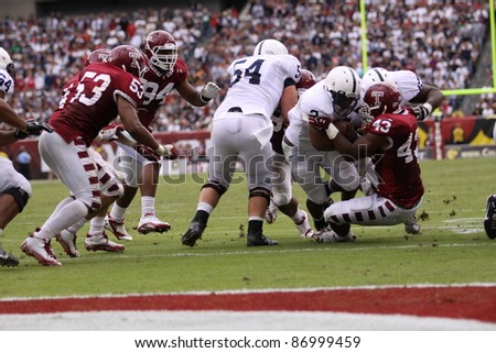 PHILADELPHIA, PA. - SEPTEMBER 17: Penn State running back (No. 3) Brandon Beachum is tackled during a game on September 17, 2011 at Lincoln Financial Field in Philadelphia, PA.