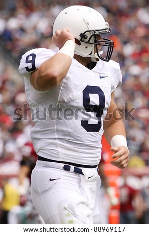 PHILADELPHIA, PA. - SEPTEMBER 17: Penn State running back Michael Zordich looks to the sidelines during a game against Temple on September 17, 2011 at Lincoln Financial Field in Philadelphia, PA.