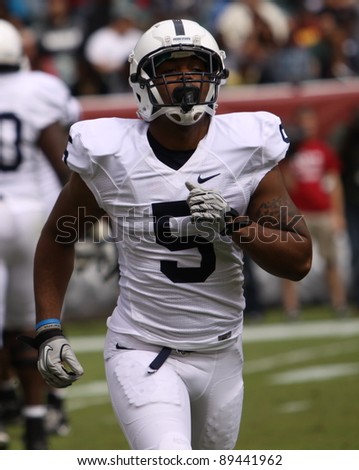 PHILADELPHIA, PA. - SEPTEMBER 17: Penn State wide receiver Bill Benton jogs off the field during a game against Temple on September 17, 2011 at Lincoln Financial Field in Philadelphia, PA.