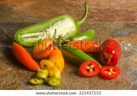 serrano and jalapeno peppers red and green