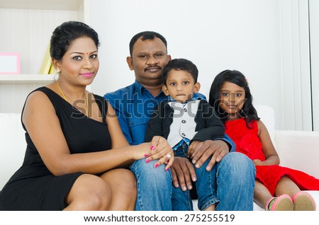 Indoor portrait of indian family