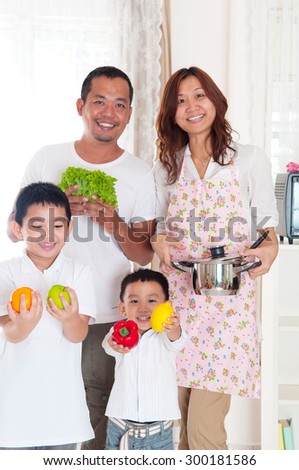 healthy eating concept of asian family
