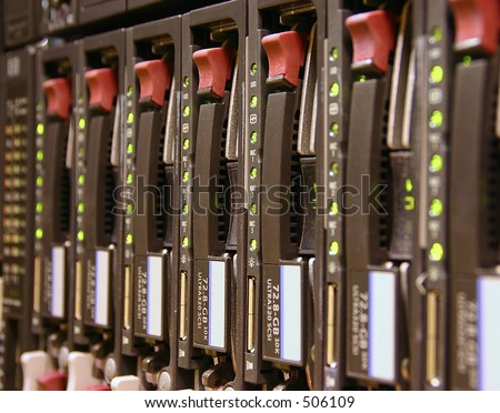 Close up of a server RAID rack