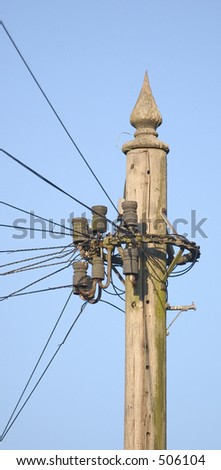 Top of a telegraph pole in landscape aspect.
