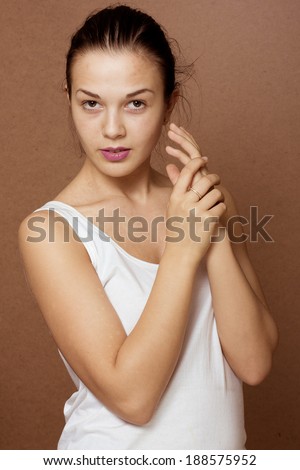 girl without make-up and cosmetics.  natural skin. portrait for retouch, school projects.