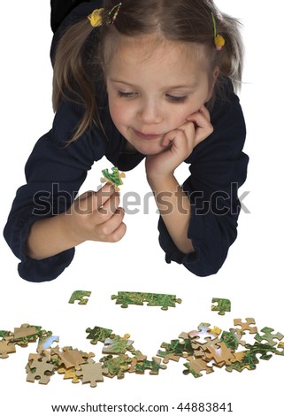 Girl Doing Puzzle