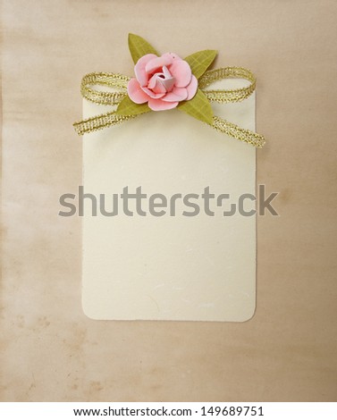 Empty vintage tag label on paper background