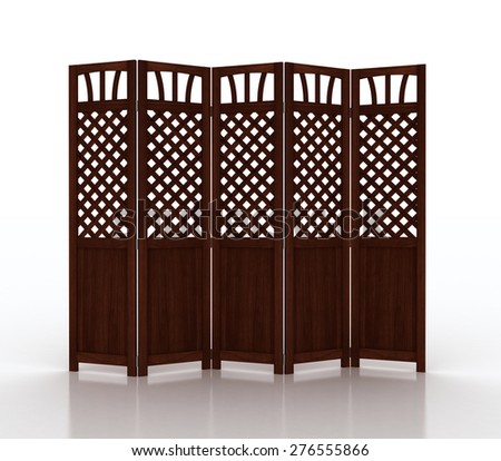 fold screen Japanese interior furniture isolated on white background