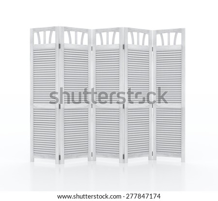 White fold screen furniture isolated on white background