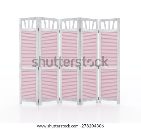 doll house interior fold screen girly furniture isolated on white