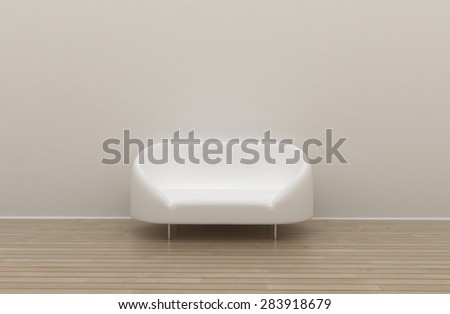 White wall interior with white sofa.  Home living. May be used for your graphic design, art or illustration.