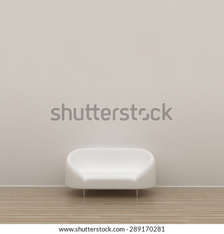 White wall interior with white sofa.  Home living. May be used for your graphic design, art or illustration.