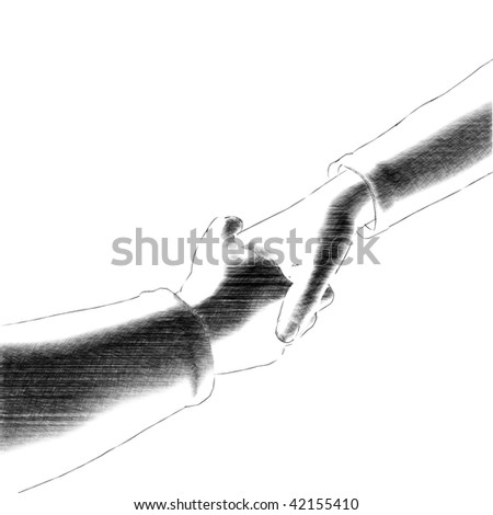 Black And White Handshake. stock photo : Black White