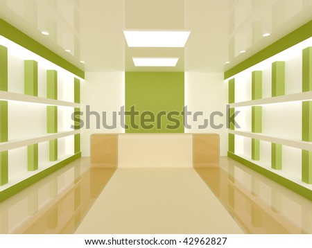Retail store interior w empty shelves
