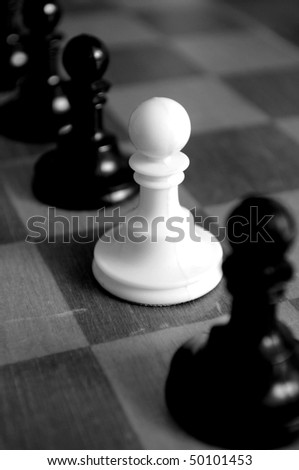 White Black Pawn Chess. Office Leader Concept.