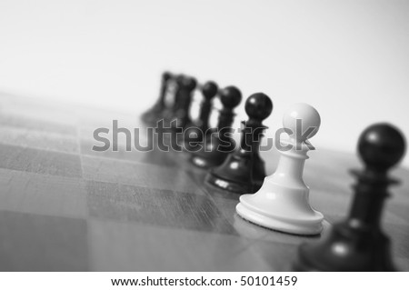 White and Black Pawn Chess. Office Leader Concept.