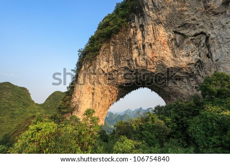 the moon hill arch, famous karst mountain landscape in yangshuo,China