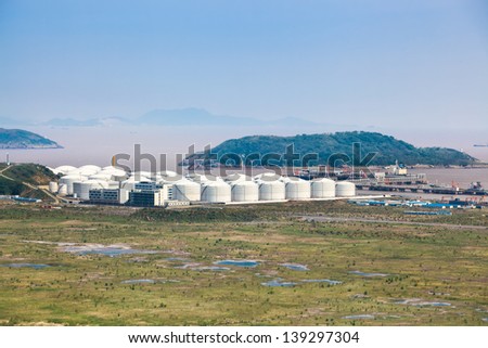 oil tanks at the port in shanghai
