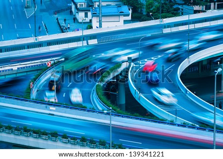 the overpass closeup with vehicle motion blur