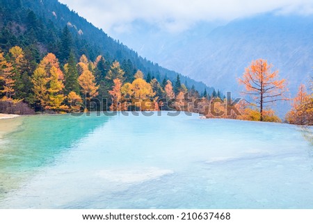 beautiful huanglong scenic and historic interest area in autumn ,China