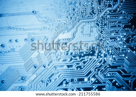 circuit board closeup , abstract concept of science and technology background