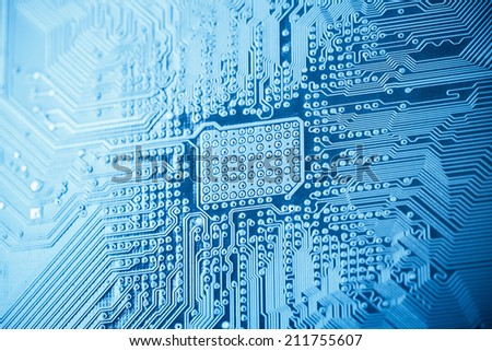 computer circuit board closeup,as blue technology background