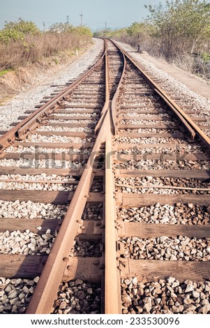 rail tracks junction , line of railway crossing