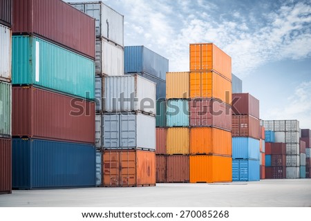 some container stacking in freight yard ,transport concept